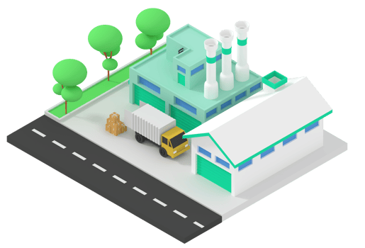 3d illustration of factory and goods storage warehouse png