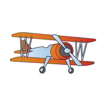 cute of plane on cartoon version vector