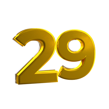 Mental yellow color 29 3D Number png