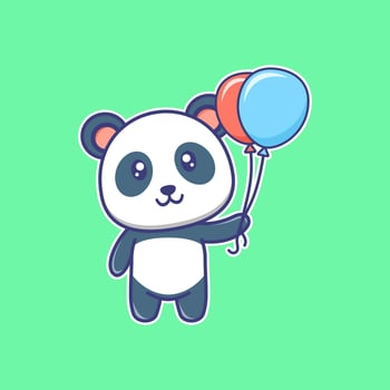 Cute panda cartoon sticker. Cute animal illustration. Happy panda cartoon. vector