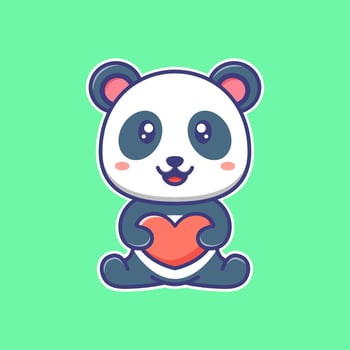 Cute panda cartoon sticker. Cute animal illustration. Happy panda cartoon. vector
