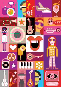 Music Party vector pop art collage