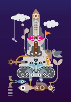 Fantastic Rocket vector illustration
