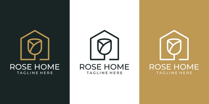 Rose home logo design vector collection. Logo can be used for icon, brand, identity, creative, house, feminine, minimal, and business company