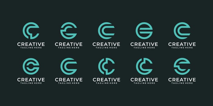Set of creative initial letter c logo design collection template. icons for business of luxury, elegant, simple. vector