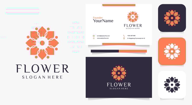Inspirational Feminine Line Leaf Flower Logo set vector