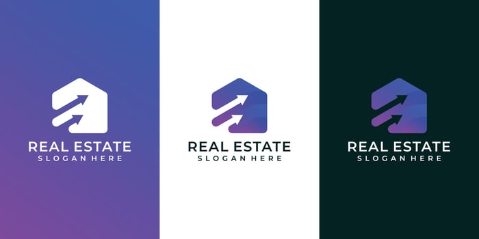 Real estate arrow negative space logo design vector gradient inspiration