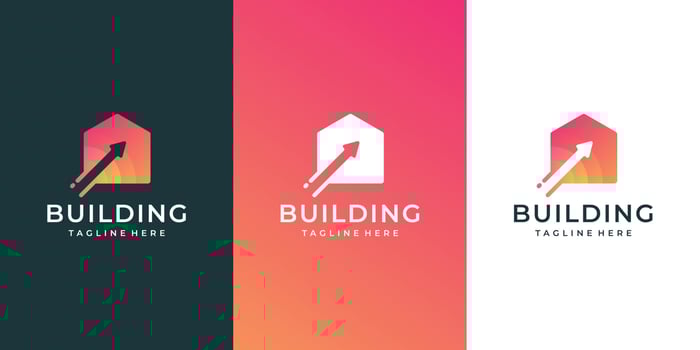 Home arrow logo variations set bundle inspiration template vector