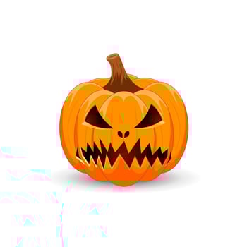 Halloween Pumpkin isolated on white background. The main symbol of the Happy Halloween holiday. Orange spooky pumpkin with scary smile holiday Halloween. vector