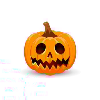 Halloween Pumpkin isolated on white background. The main symbol of the Happy Halloween holiday. Orange spooky pumpkin with scary smile holiday Halloween. vector