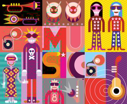 Music pop art vector illustration