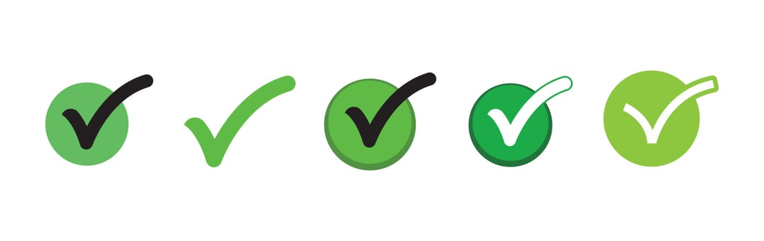Check mark. Set of Green tick approval icons. vector