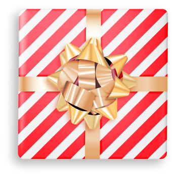 Red and White Gift Box with Golden Bow png