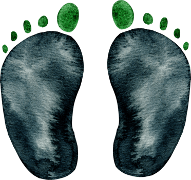 Watercolor cartoon human footprints png