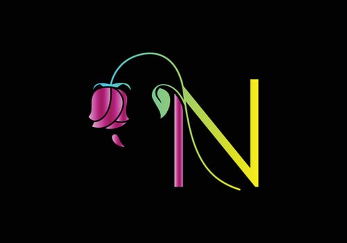 N Monograms Rose logo, Luxury Cosmetics Spa Beauty vector template