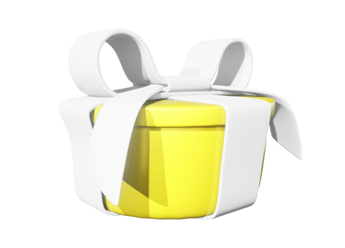 Realistic 3D Gift Yellow Box and White Bow. Cutout. png