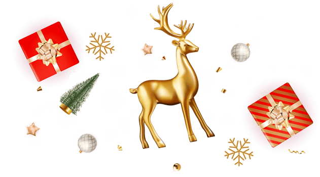 Christmas Decoration with Deer and Gift Box png