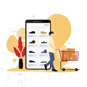 E-commerce Mobile Shopping Illustration vector