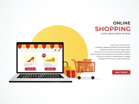 Digital Marketing, Store, E-commerce Shopping Concept Banner Illustration vector