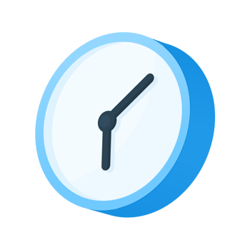 3D Blue Clock Icon with Transparent Background for UI Element Graphic png