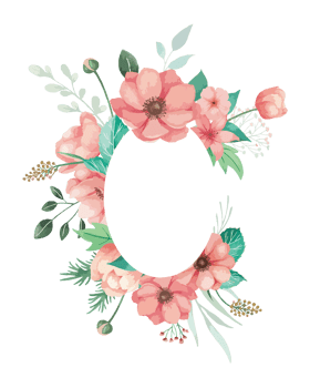 Watercolor Coral Anemone Flowers Frame Illustration png