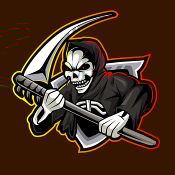 skull reaper mascot e sport logo illustration vector