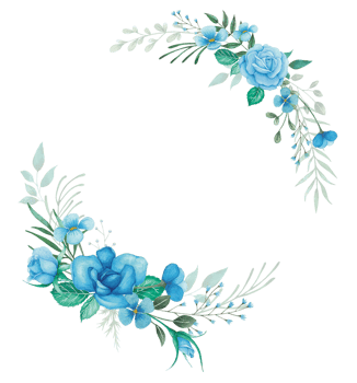 Watercolor Blue Rose Flowers Wreath Illlustration png