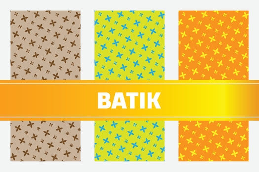 vector indonesia batik pattern. set of three seamless patterns in indonesia vintage batik