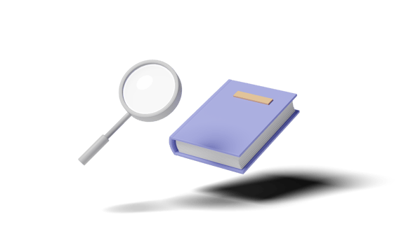 3d Textbook, book with magnifying glass icon isolated png