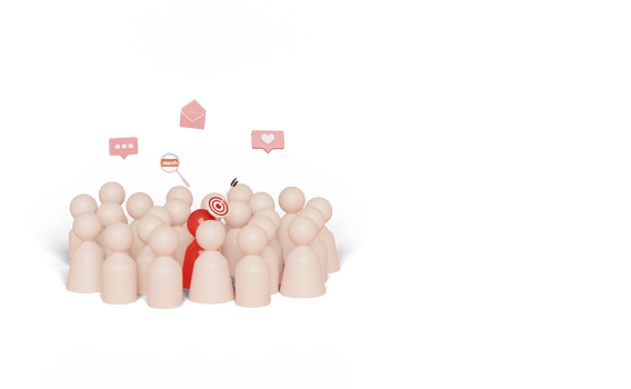 3d wooden figures group with target, darts, social media png