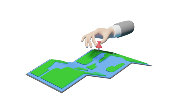 3d businessman hands holding pin with map isolated png