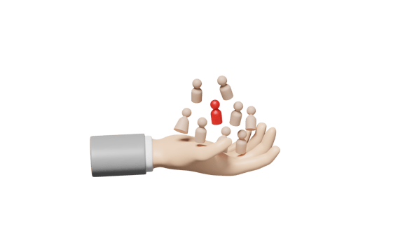3d businessman hands holding wooden doll figures isolated png