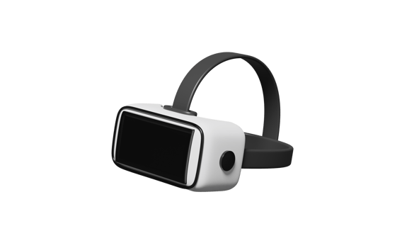3d virtual reality glasses, helmet isolated on blue png