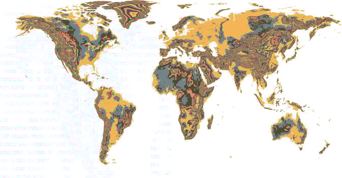 Vector topographic world map art