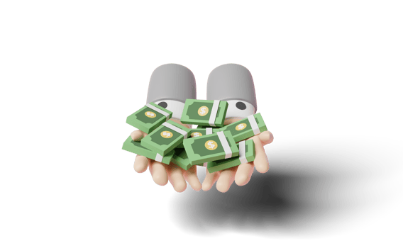 3d businessman hands holding banknote isolated png