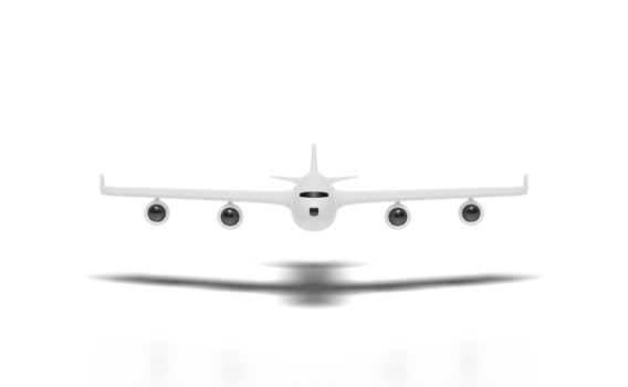 3d airplane isolated on blue background. front view png