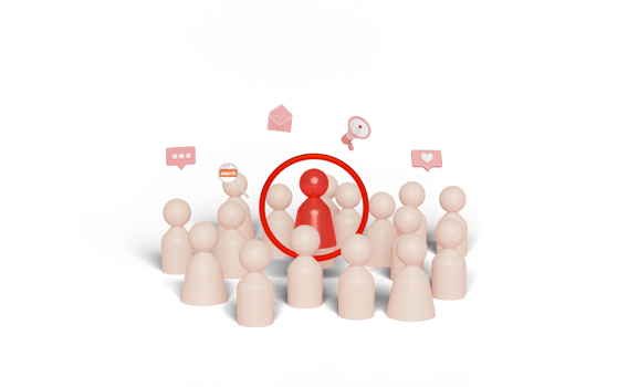 3d wooden figures group with megaphone, social media png