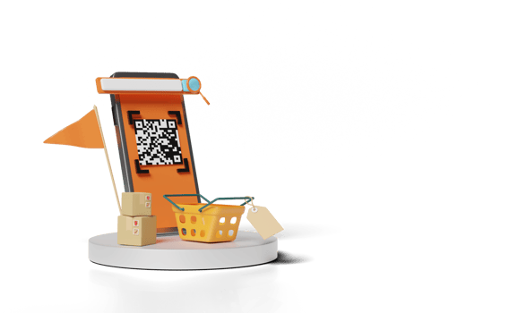 3d smartphone with stage podium, qr code scanning png