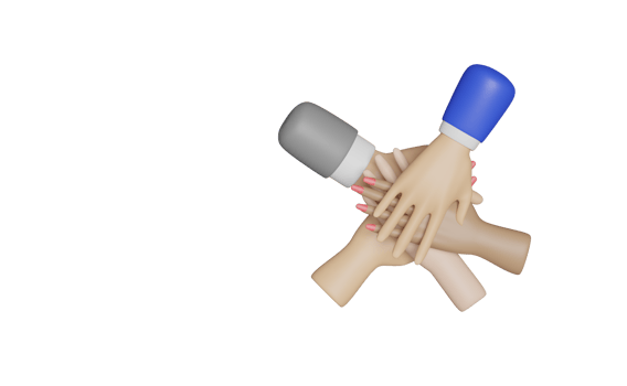 3d business people their hands together isolated png