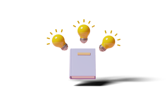 3d yellow light bulb with textbook, book isolated png