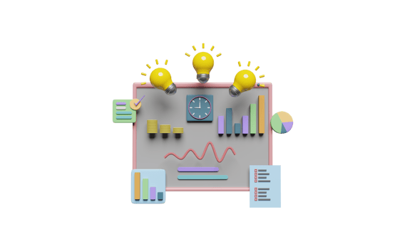 3d charts graph with yellow light bulb, analysis business png