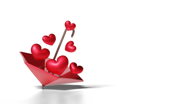 3d cute valentine red heart protect with umbrella isolated png