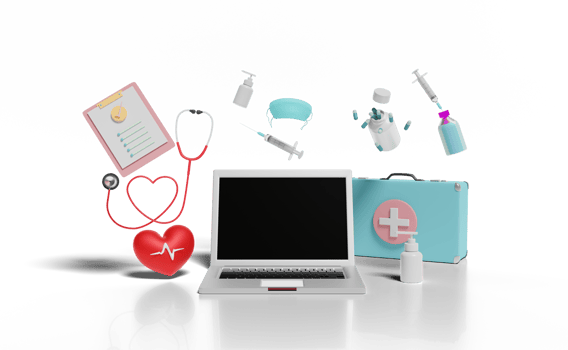 3d first aid kit bag with laptop computer, check list png