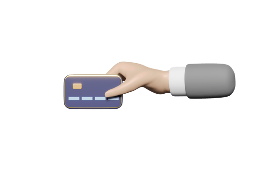 3d businessman hand hold blue credit card isolated png