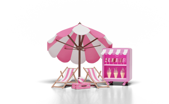 3d summer travel with ice cream showcases, freezer png