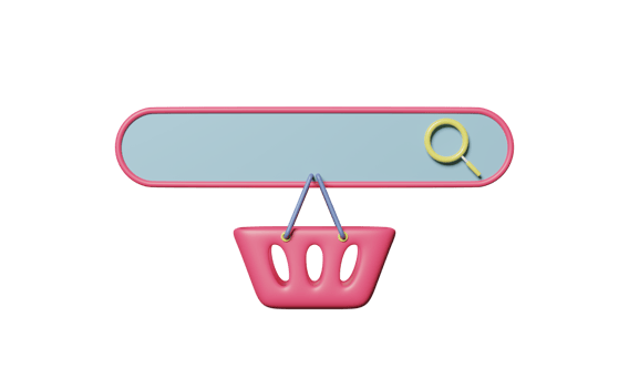 3d search bar blank with shopping carts or basket isolated png