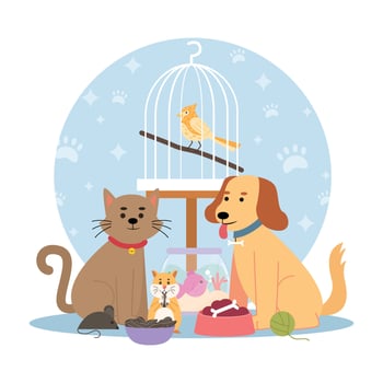 Cute Domestic Pets vector