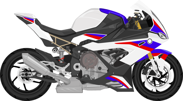 big bike sport motorcycle fast speed modern style. white blue red color. PNG illustrator.