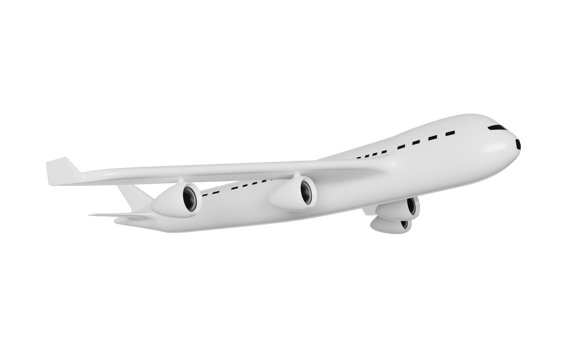 airplane 3d isolated . jet commercial airplane, plane travel concept, 3d render illustration png