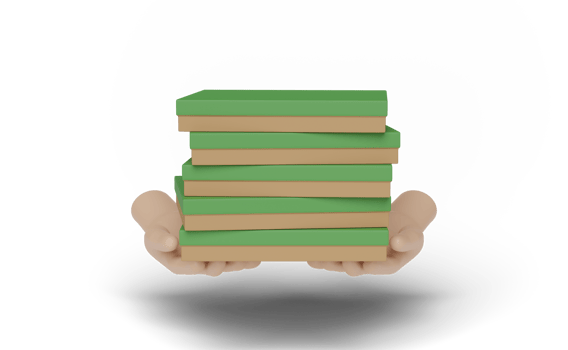 3d hand holding green pizza box stack float isolated. express food delivery service concept, 3d render illustration png